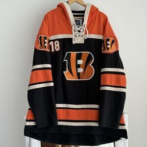 Cincinnati Bengals Jersey Sweatshirt 4XL NFL Fleece Hoodie 18 Green Lacer V Neck